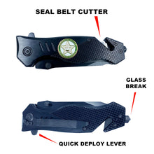 Load image into Gallery viewer, Broward Sheriffs Office collectible 3-in-1 Tactical Officer Rescue knife tool with Seatbelt Cutter, Steel Serrated Blade, Glass Breaker BSO