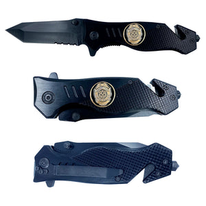 CSP collectible 3-in-1 Tactical Officer Rescue knife tool with Seatbelt Cutter, Steel Serrated Blade, Glass Breaker Connecticut State Police