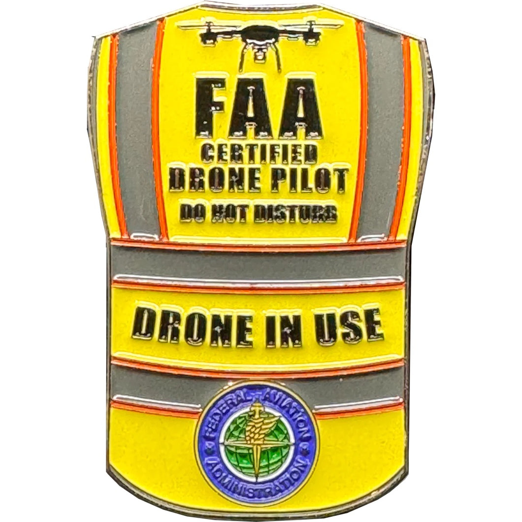 UAS FAA Commercial Drone Pilot Vest Pin Wings alternative DRONE IN USE lapel GL8-008 P-310