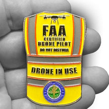 Load image into Gallery viewer, UAS FAA Commercial Drone Pilot Vest Pin Wings alternative DRONE IN USE lapel GL8-008 P-310