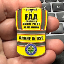 Load image into Gallery viewer, UAS FAA Commercial Drone Pilot Vest Pin Wings alternative DRONE IN USE lapel GL8-008 P-310