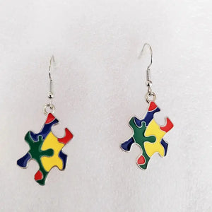 Autism Awareness Puzzle Pieces Earrings FREE USA SHIPPING SHIPS FROM USA