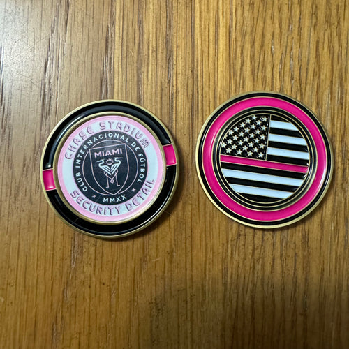 Chase Stadium Security Detail Inter Miami Breast Cancer Pink Line Futbol Soccer Club Challenge Coin Free USA Shipping