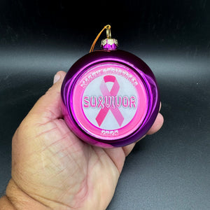 2024 Pink Breast Cancer Survivor 3.5" Shatterproof Christmas Ornament Ships Free In The USA