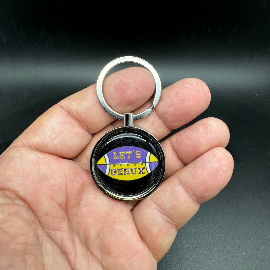 LSU Inspired Lets Geaux Cajun Saints Metal Keychain