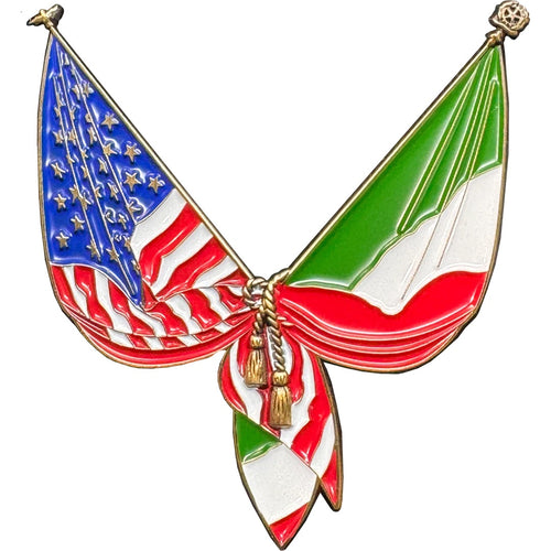 Italian American Italy Flag American Flag Italia support Pin 2 inch with dual pin posts EL14-003 P-324