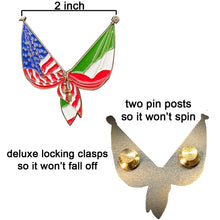 Load image into Gallery viewer, Italian American Italy Flag American Flag Italia support Pin 2 inch with dual pin posts EL14-003 P-324