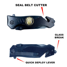 Load image into Gallery viewer, LAPD collectible 3-in-1 Tactical Officer Rescue knife tool with Seatbelt Cutter, Steel Serrated Blade, Glass Breaker Los Angeles Police Department