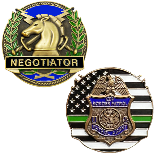 Border Patrol Agent Thin Green Line Negotiator Challenge Coin Honor First GL14-003