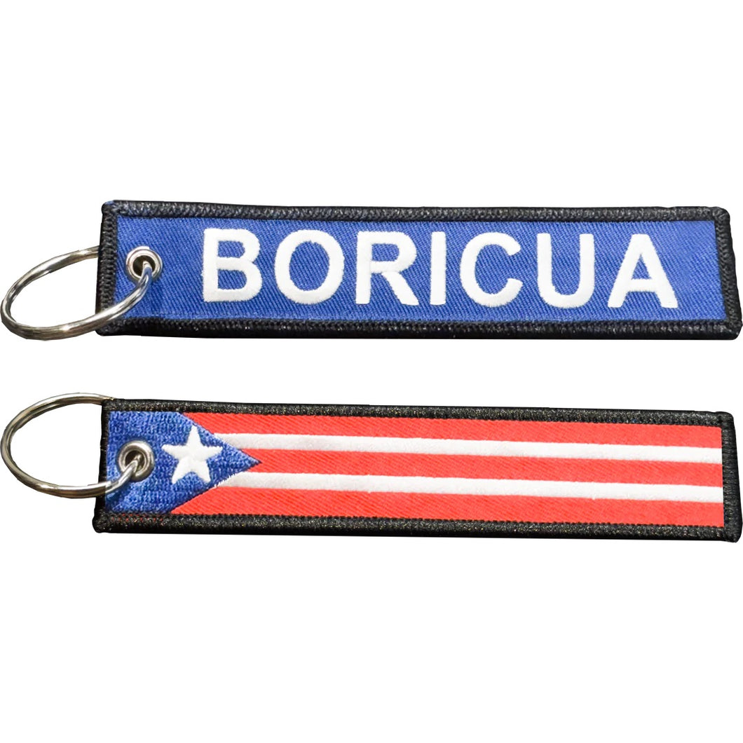 Boricua Puerto Rico Flag Puerto Rican Pride embroidered keychain with keyring Team PR EL12-024  LKC-109