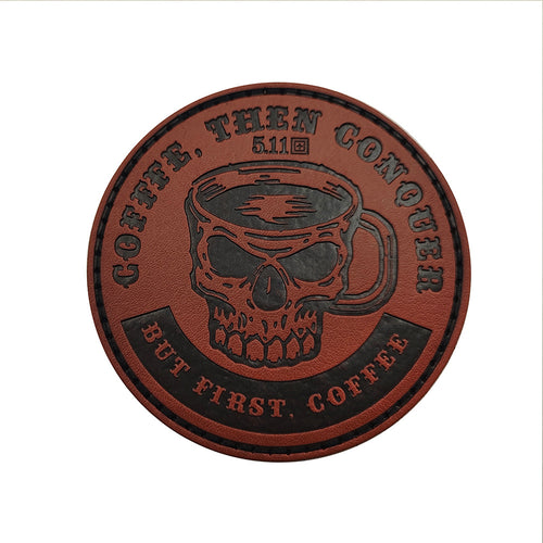 But First Coffee Leather Hook and Loop Tactical Morale Patch Ships Free In The USA PAT-930