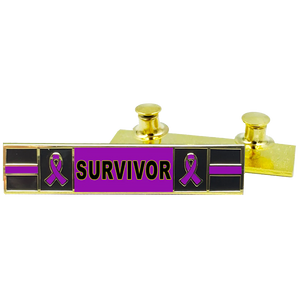 Thin Purple Line Ribbon Pancreatic Cancer HELLP Eclampsia Survivor commendation bar pin Police Style Pancreas Cancer Awareness Month PBX-008-1 P-249