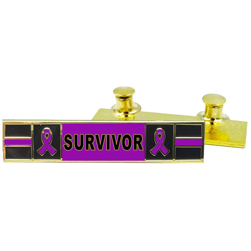 Thin Purple Line Ribbon Pancreatic Cancer Survivor commendation bar pin Police Style HELLP Syndrome Awareness Month