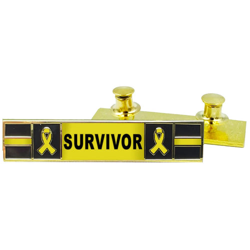 Thin Yellow Line Ribbon Liver Bone Bladder Cancer Ewing Sarcoma Osteosarcoma Survivor commendation bar pin Police Style Awareness Month PBX-008-4