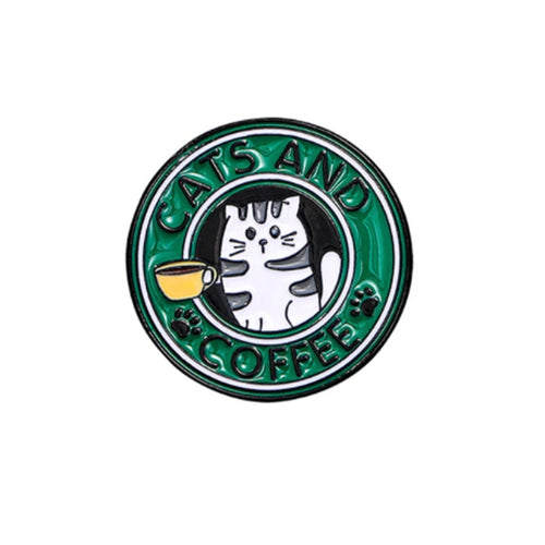Starbucks Parody Cats and Coffee Barista Enamel Pin Version 2 FREE USA Shipping P-331