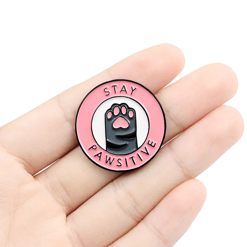 Cat Dog Paw Pawsitive Enamel Pin FREE USA Shipping ZQ-10