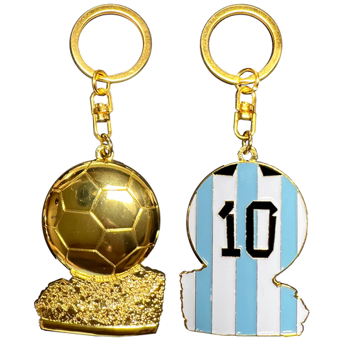 Golden Soccer Ball Trophy Keychain GL14-008 KC-004A