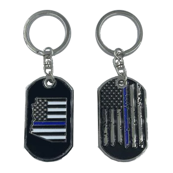 Arizona Thin Blue Line Challenge Coin Dog Tag Keychain Police Law Enforcement HH-006