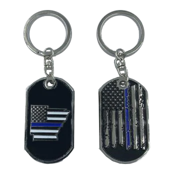 Arkansas Thin Blue Line Challenge Coin Dog Tag Keychain Police Law Enforcement II-001