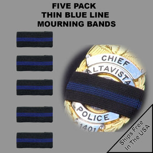 5 Pack Thin Blue Line Police LEO CBP FBI ATF HSI Sheriff Mourning Band Honor The Fallen BandBlu5