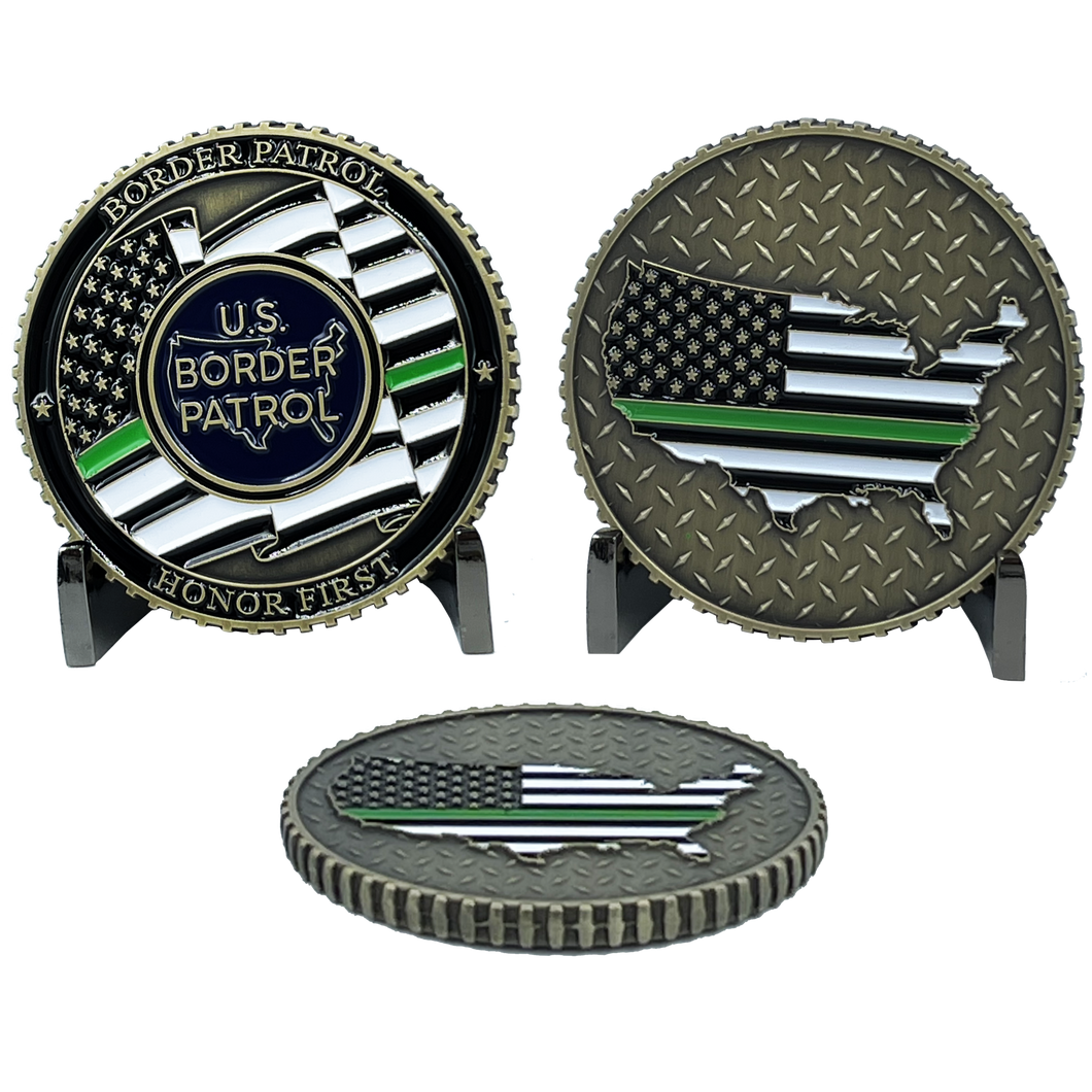 Border Patrol Honor First CBP Challenge Coin BPA Patrol Agent thin green line police EL4-020 - www.ChallengeCoinCreations.com