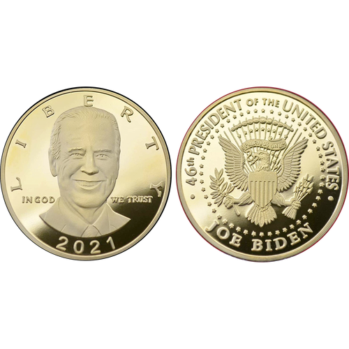 President Joe Biden 24KT Gold plated 2021 LIBERTY Challenge Coin 46th President of The United States BL13-004 - www.ChallengeCoinCreations.com