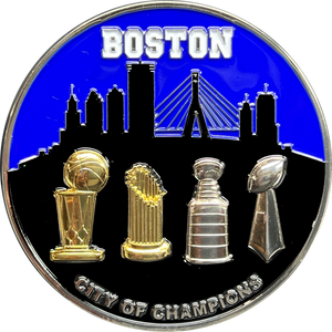 Boston Police MSP Massachusetts State Police Stadium Detail City of Champions Challenge Coin BPD parade EL6-022