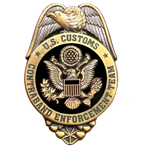 Legacy U.S. Customs CET Contraband Enforcement Team Pin with dual pin posts Inspector Special Agent Treasury Department pre CBP I-013 P-191