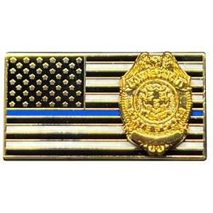 Connecticut State Police Trooper Thin Blue Line Flag Pin CSP BFP-002 ZQ-149B