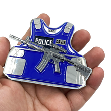 Load image into Gallery viewer, DAVIE FLORIDA Police Department M4 Body Armor 3D self standing Challenge Coin Southwest Ranches Police Thin Blue Line EL2-010