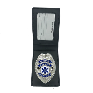 Leather Wallet with EMT PARAMEDIC EMS Emergency Medical Technician Badge Ambulance BL3-008 - www.ChallengeCoinCreations.com