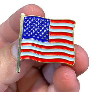 American Waving Flag Lapel Pin 1.25" with 2 pin posts and deluxe clasps, U.S. Stars are Stripes, Old Glory US USA Presidential CL6-14 - www.ChallengeCoinCreations.com