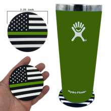 Load image into Gallery viewer, Thin Green Line Police American Flag Silicone Coaster for drinks Border patrol Marines Army CBP DL4-02 - www.ChallengeCoinCreations.com