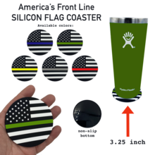 Load image into Gallery viewer, Thin Green Line Police American Flag Silicone Coaster for drinks Border patrol Marines Army CBP DL4-02 - www.ChallengeCoinCreations.com