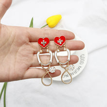 Load image into Gallery viewer, New Medical Series Stethoscope Earrings Nurse Alloy Enamel Dangle Earings Jewellery for Women Girls Gift - www.ChallengeCoinCreations.com