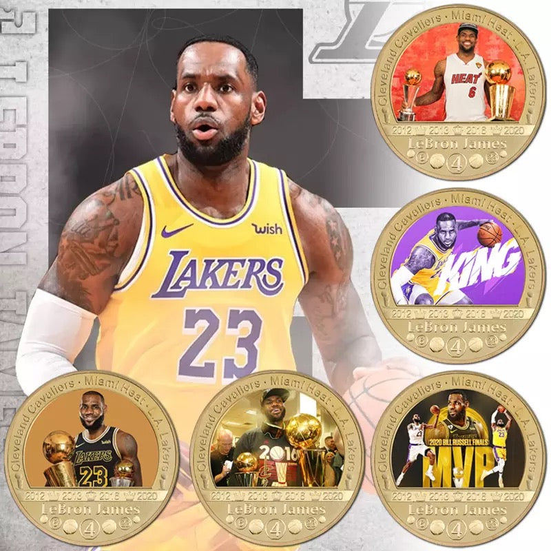 King James 23 Lebron  5 Coin Challenge Coin Set Great Starter Set for Kids and Adults FREE USA SHIPPING JJ-001A