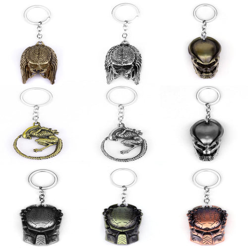 Large Alien Inspired Predator Head Mask Keychain Key Rings Metal AVP Halloween Gift - www.ChallengeCoinCreations.com