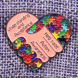 Autism Handshake Awareness Puzzle Piece Enamel Pin FREE USA SHIPPING SHIPS FROM USA P-167C