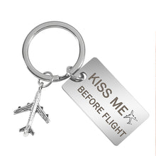 Load image into Gallery viewer, Kiss Me Before Flight Keychain Luggage Tag Flight Attendant Purser First Officer Pilot Airlines Navigator Flight Crew LKC-44, LKC-45, LKC-46 - www.ChallengeCoinCreations.com