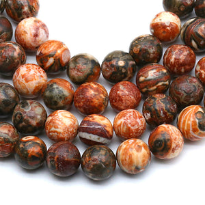 Red Leopard  8MM Beads Natural 15" (+/- 44) Beads per strand B-47