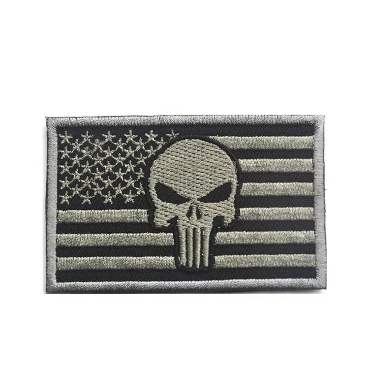 USA FLAG Skull Punisher Tactical Patch Army Marines Morale Hook and Loop FREE USA SHIPPING  SHIPS FROM USA PAT-568 (E)