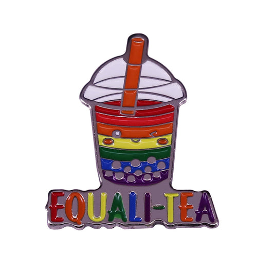 Boba Bubble Tea Equalitea Equality LGBTQ Enamel Lapel Pin Lesbian Gay Bisexual Transexual Transgender Queer Pride Week ZQ-125