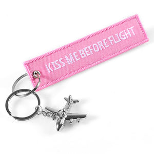 Kiss Me Before Flight Keychain Luggage Tag Flight Attendant Purser First Officer Pilot Airlines Navigator Flight Crew LKC-44, LKC-45, LKC-46 - www.ChallengeCoinCreations.com