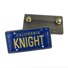 Load image into Gallery viewer, KNIGHT License Plate Medallion Pin with dual pin backs KITT FF-016 - www.ChallengeCoinCreations.com