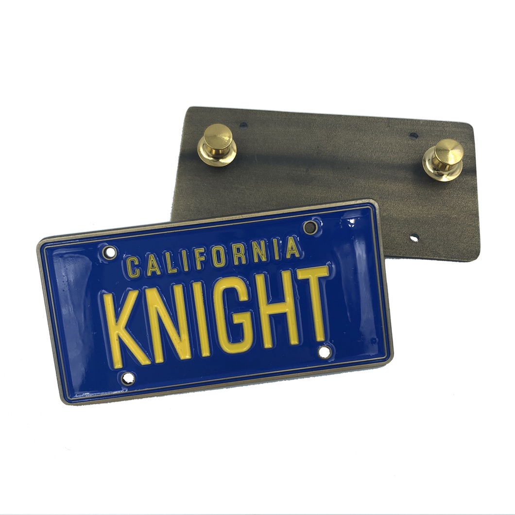 KNIGHT License Plate Medallion Pin with dual pin backs KITT FF-016 - www.ChallengeCoinCreations.com