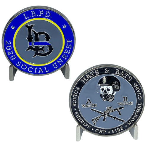 LAPD LBPD 2020 Social Unrest Riot Parody challenge coin Thin Blue Line Police EE-015 - www.ChallengeCoinCreations.com