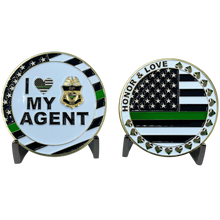 Load image into Gallery viewer, I Love My Agent Border patrol Wife Thin Green Line CBP Challenge Coin CL3-06 - www.ChallengeCoinCreations.com