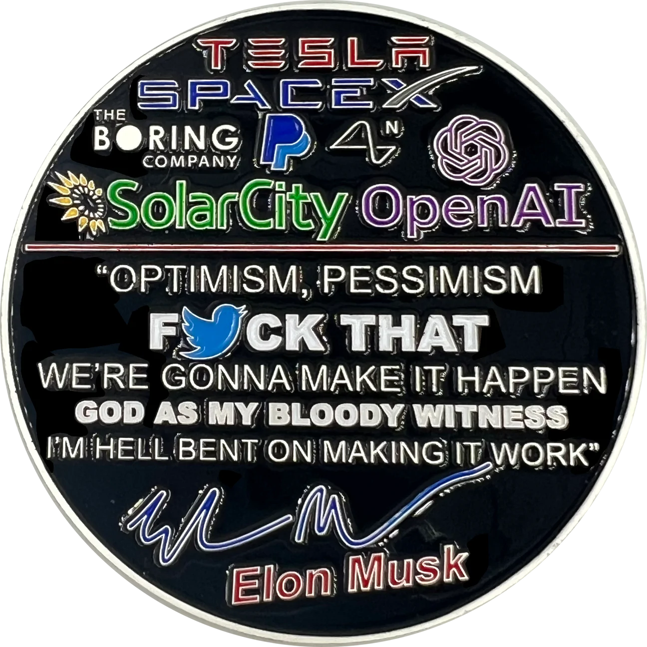 SpaceX Elon Musk Motivational Quote Gift Twitter Challenge Coin