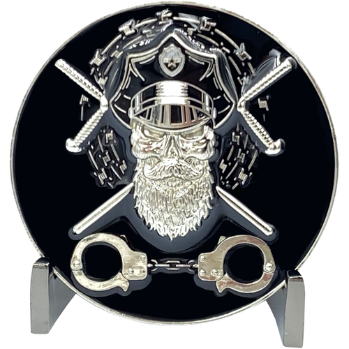 Correctional Officer CO Thin Gray Line Beard Gang Skull Challenge Coin Corrections Tools of The Trade EL1-014 - www.ChallengeCoinCreations.com