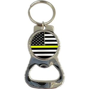 Thin Yellow Line flag Police 911 Emergency Dispatcher Gold Line Keychain Bottle Opener KCB-001-D KC-035